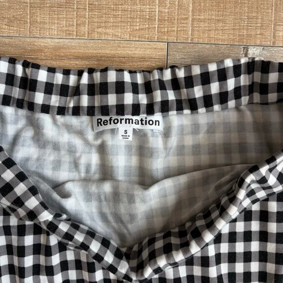 Reformation Black White Gingham Midi Skirt - Size S - Picture 3 of 5